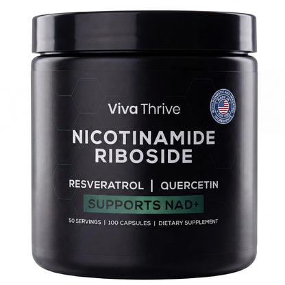 VivaThrive Advanced NAD+ Complex - NMNH Supplement Alternative - 50 Day Supply - Triple Action NAD+ Supplement - Nicotinamide Riboside - Resveratrol - Quercetin - Third-Party Tested - Made in USA VivaThriveBuy Supplements Australia