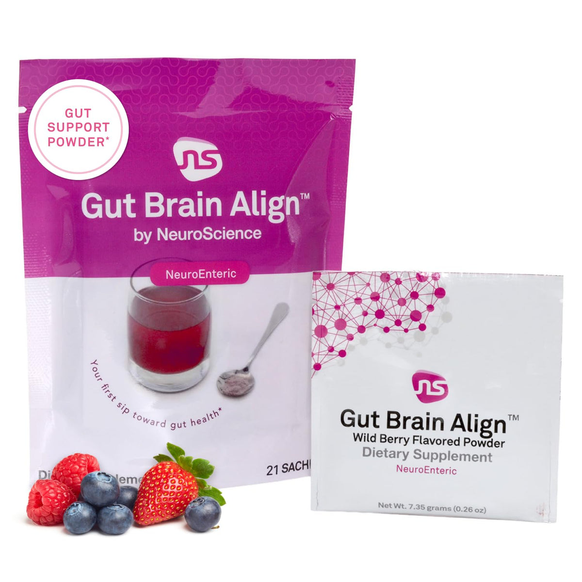 NeuroScience Gut Brain Align Powder - L-Glutamine Powder for Gut Health and Stress Support - Glutamine, GABA, Saffron,