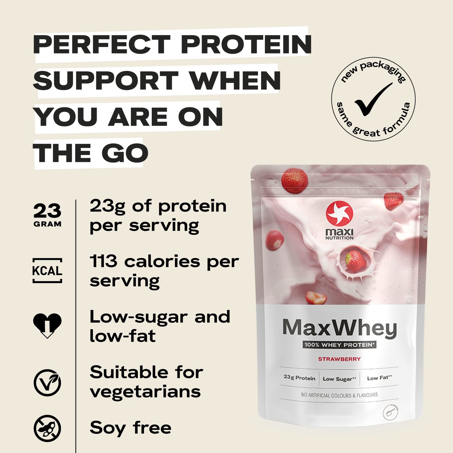 MaxiNutrition - MaxWhey - Whey Protein Powder Strawberry - Low-Fat - Low Sugar MaxiNutritionBuy Supplements Australia