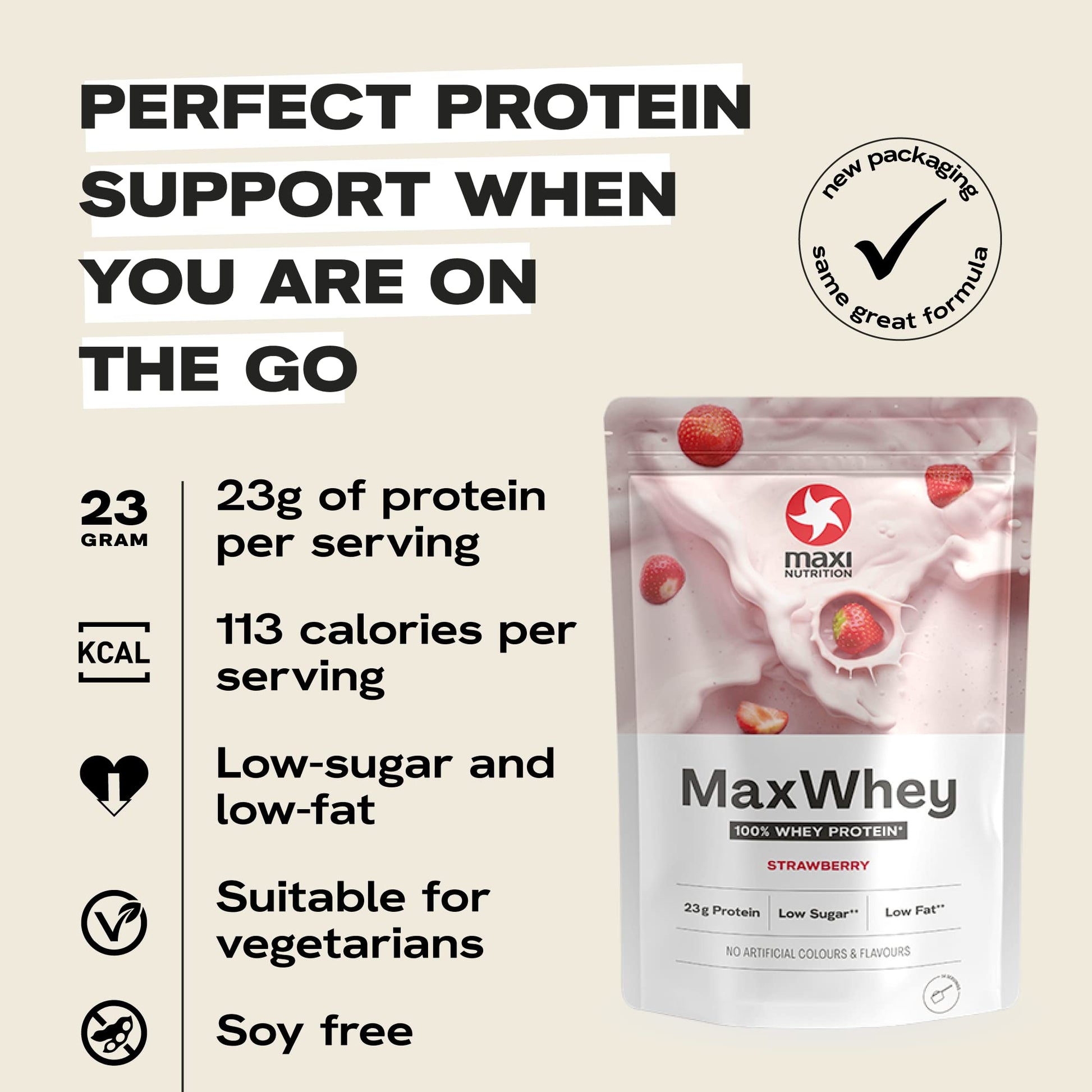 MaxiNutrition - MaxWhey - Whey Protein Powder Strawberry - Low-Fat - Low Sugar MaxiNutritionBuy Supplements Australia