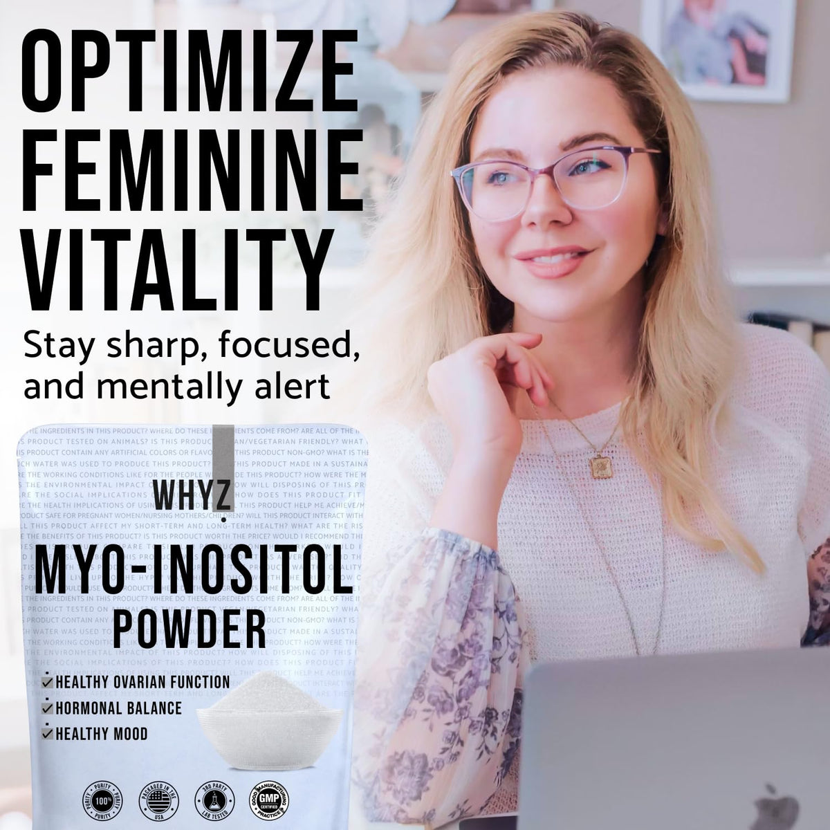 Myo-Inositol Powder 8oz, Natural Myo Inositol Supplement for Ovarian Support WHYZBuy Supplements Australia
