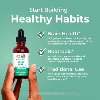 MaryRuth Organics Ginkgo Leaf Liquid Drops | Herbal Supplement | Nootropic | Circulatory System & Nervous System Health | USDA Organic | Non-GMO | Vegan | 60 Servings MARYRUTH'SBuy Supplements Australia