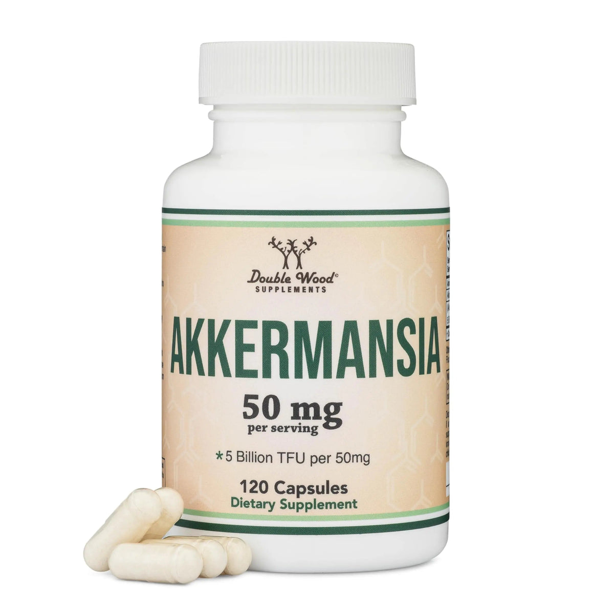 Akkermansia Probiotic and Postbiotic (Increases GLP-1 Production) 120 Capsules, 50mg per Serving (Third Party Tested to 5 Billion TFU per Serving, 50 Billion CFU per Gram) by Double Wood Double Wood SupplementsBuy Supplements Australia