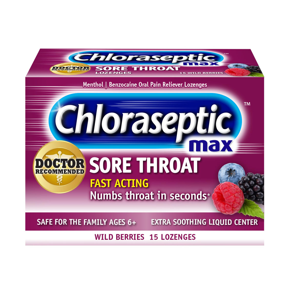 Chloraseptic Max Strength Sore Throat Relief Lozenges, Wild Berry, Drops with Liquid Center to Numb Sore Throat, 15 Count Chloraseptic buy supplements Au
