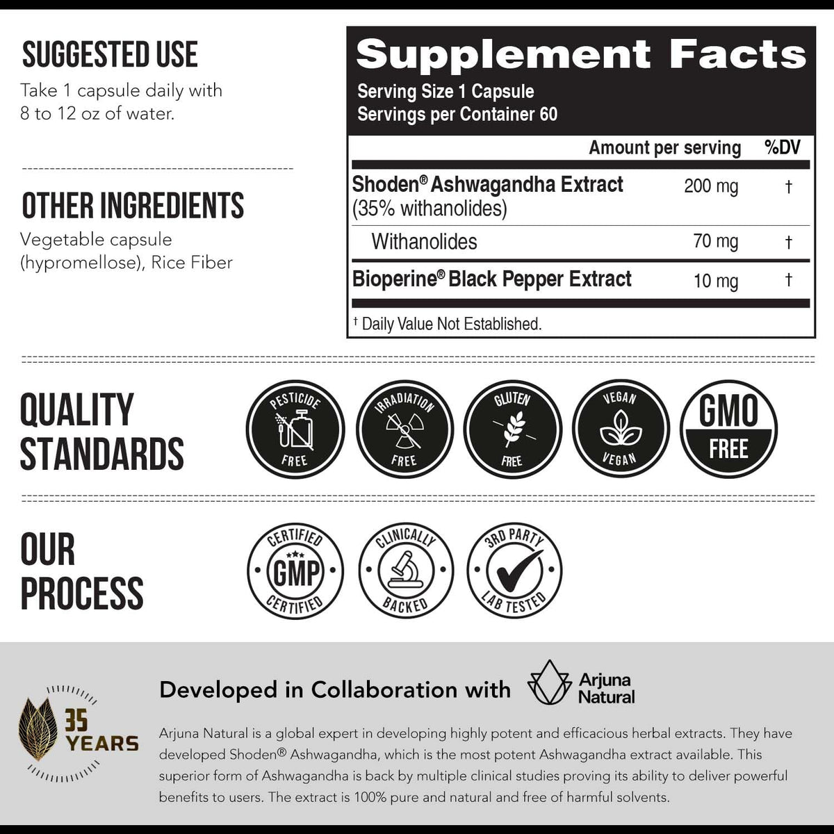 Ashwa-70®: Ashwagandha Extract - 35% Withanolides | Max Strength, Highest Withanolide Concentration - Mood & Performance - Enhanced Absorption with BioPerine® Black Pepper (60 Capsules) Triquetra HealthBuy Supplements Australia