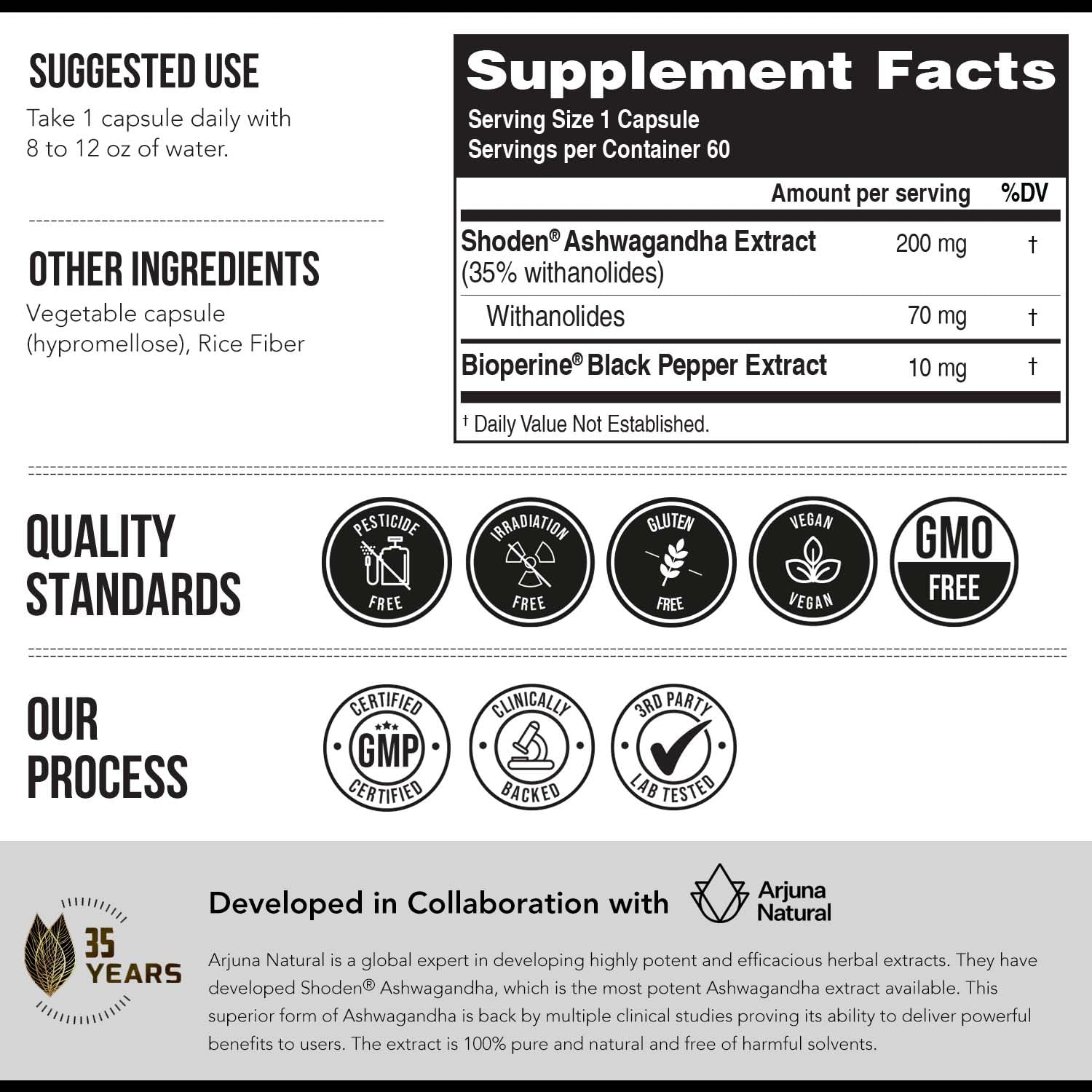 Ashwa-70®: Ashwagandha Extract - 35% Withanolides | Max Strength, Highest Withanolide Concentration - Mood & Performance - Enhanced Absorption with BioPerine® Black Pepper (60 Capsules) Triquetra HealthBuy Supplements Australia