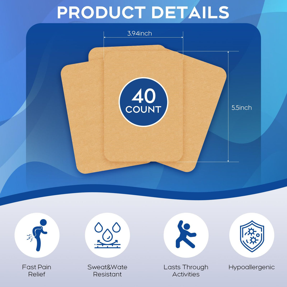 Uposiut Lidocaine 4% Patches - Extra Strength Lidocaine Patches (40 Patches), for Neck, Shoulder, Back, Knee, and Ankle Muscles, 12-Hour Effectiveness-A001L UposiutBuy Supplements Australia