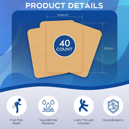 Uposiut Lidocaine 4% Patches - Extra Strength Lidocaine Patches (40 Patches), for Neck, Shoulder, Back, Knee, and Ankle Muscles, 12-Hour Effectiveness-A001L UposiutBuy Supplements Australia