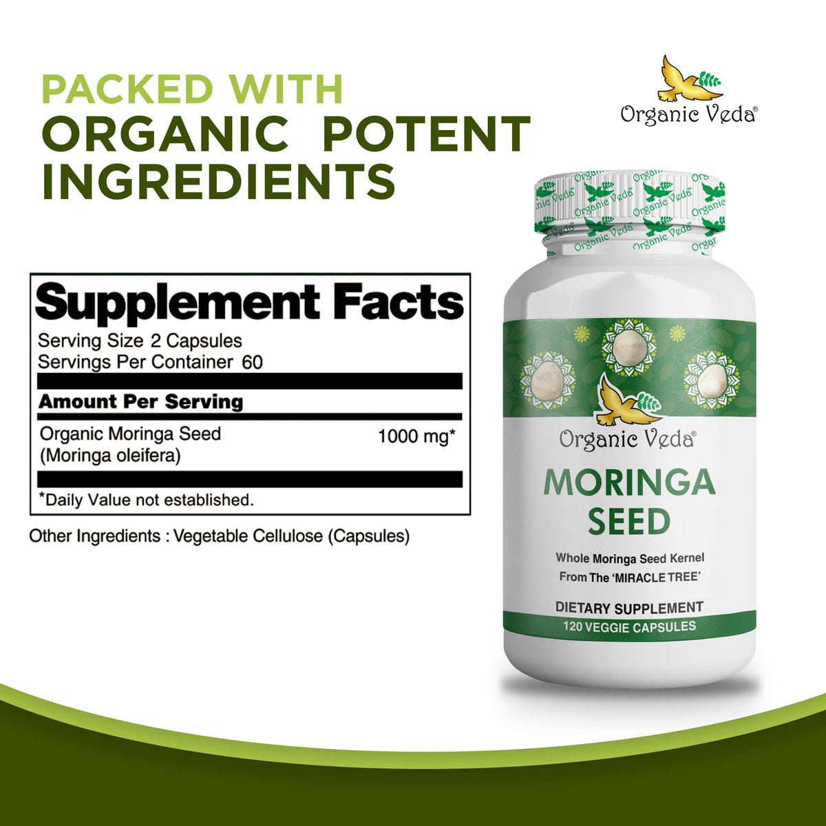 Organic Veda Moringa Seed Capsules - Pure Organic Moringa Capsules Seed Powder Organic VedaBuy Supplements Australia