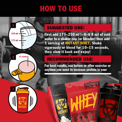 Mutant Whey – 100% Whey Protein Powder, Gourmet Taste, 22g of Protein, 10.4 g EAAs, 5 g BCAAs MutantBuy Supplements Australia