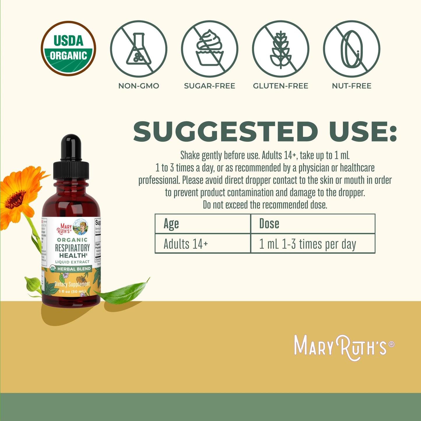 MaryRuth Organics USDA Organic Respiratory Health Liquid Drops with Mullein Leaf | Marshmallow Root & Elderberry | Mullein Drops for Lungs Herbal Blend | Immune Support Supplement | Vegan | 1 Fl Oz MARYRUTH'SBuy Supplements Australia