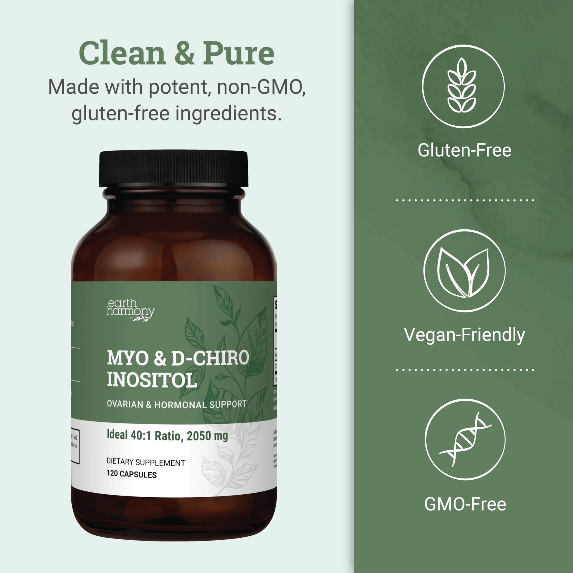 Earth Harmony Myo-Inositol & D-Chiro Inositol Supplement for Women, Ovarian & Hormone Balance for Women - Supports Normal Cycles, Fertility Supplement (120 Capsules) Earth Harmony NaturalsBuy Supplements Australia