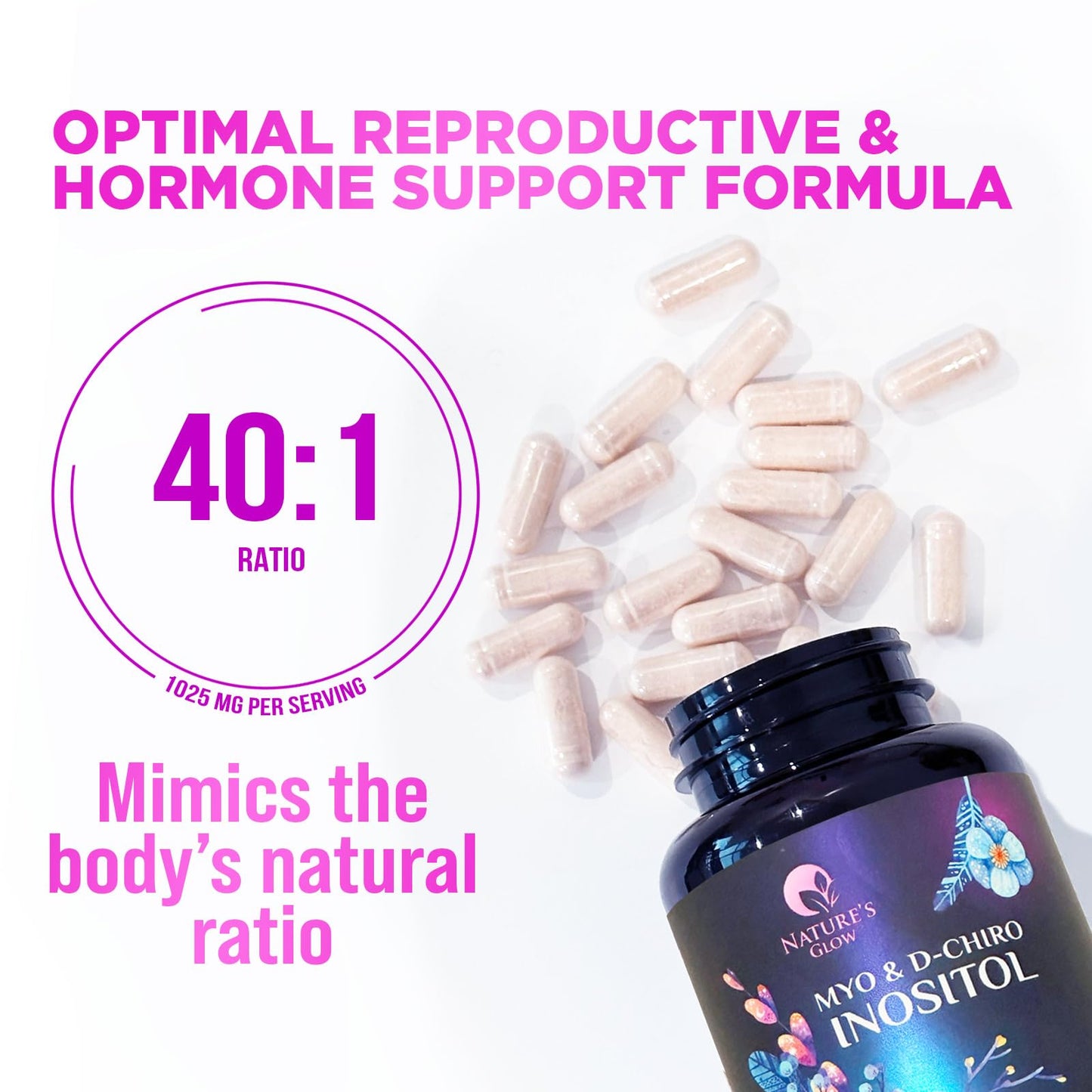 Myo-Inositol & D-Chiro Inositol Blend - 30 Day Supply, Premium 40:1 Ratio, Hormone Sup Nature's GlowBuy Supplements Australia
