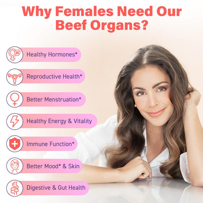(180 Gummies) Beef Organ Supplement for Women - 5300mg Beef Liver, Kidney, Uterus & 10 More, for Hormone Balance, Menstruation, Energy, Immunity, Gut & Skin Health - 100% Grass Fed & Pasture Raise FepoukakBuy Supplements Australia