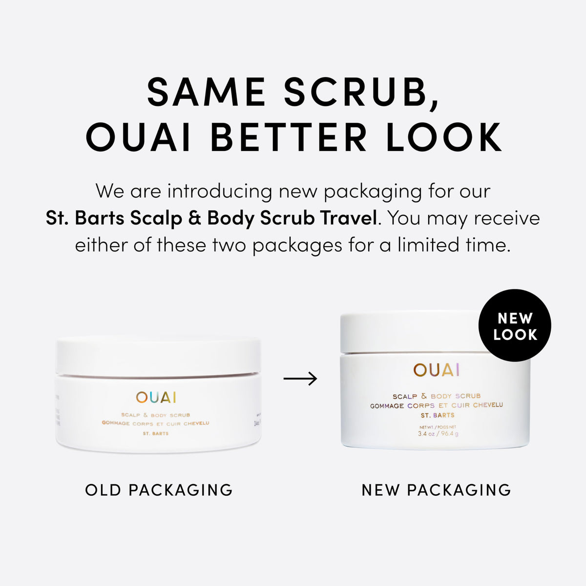 OUAI Scalp & Body Scrub, St. Barts Travel Size - Exfoliating Body Scrub with Sugar & Coconut Oil Blend for Smooth, Moisturized Skin - Gentle Scalp Exfoliator for Removing Product Build Up (3.4 oz) OUAIBuy Supplements Australia