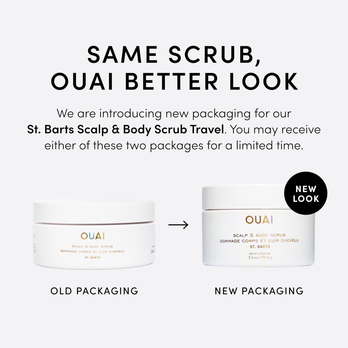 OUAI Scalp & Body Scrub, St. Barts Travel Size - Exfoliating Body Scrub with Sugar & Coconut Oil Blend for Smooth, Moisturized Skin - Gentle Scalp Exfoliator for Removing Product Build Up (3.4 oz) OUAIBuy Supplements Australia