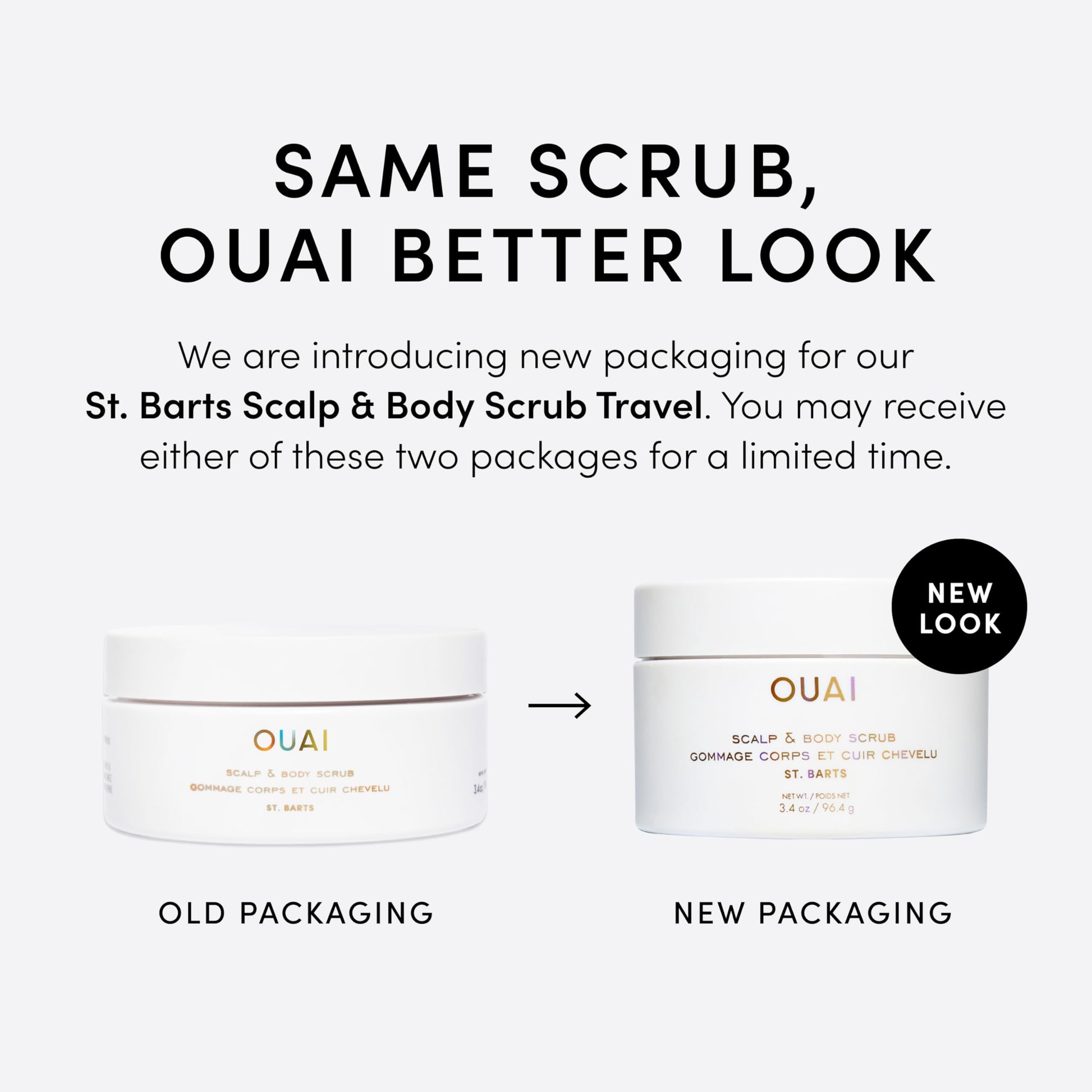 OUAI Scalp & Body Scrub, St. Barts Travel Size - Exfoliating Body Scrub with Sugar & Coconut Oil Blend for Smooth, Moisturized Skin - Gentle Scalp Exfoliator for Removing Product Build Up (3.4 oz) OUAIBuy Supplements Australia