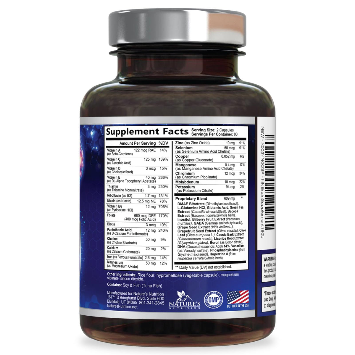 Brain Memory Supplement Pills - 3X Strength Nootropics for Concentration, Clarity & Focus Support - Brain Health Cognitive Vitamins with Bacopa, Phosphatidylserine & DMAE, Brain Booster - 180 Capsules Nature's NutritionBuy Supplements Australia