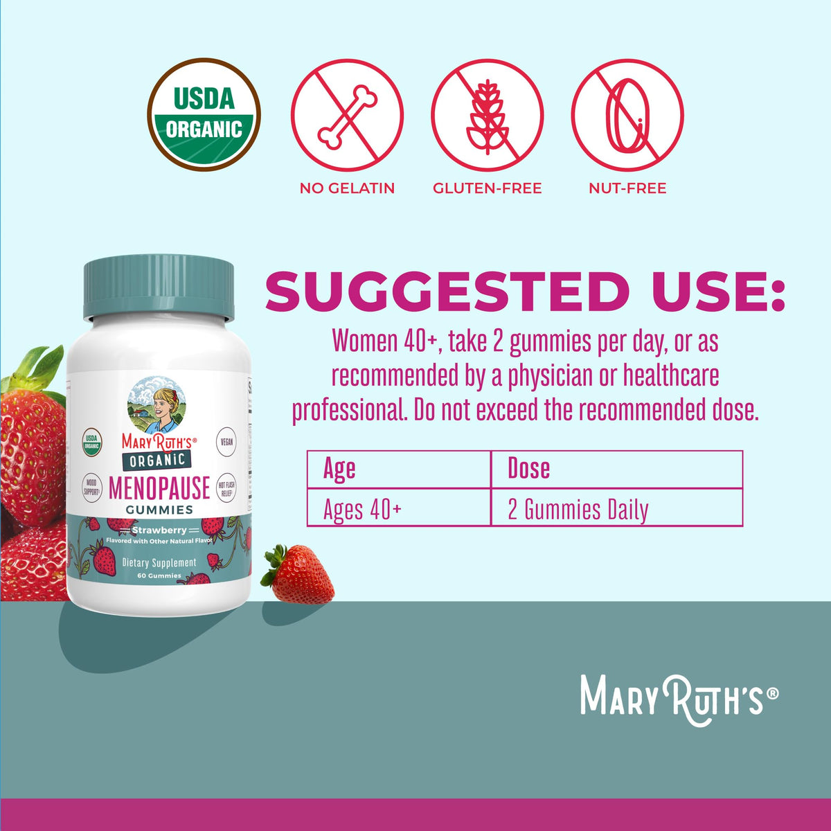 Organic Menopause Gummies by MaryRuth's | Menopause Supplements for Women | Mood Support | Hot Flash Relief | Maca Root | Black Cohosh | USDA Organic | Non-GMO | Vegan | 30 Servings MARYRUTH'SBuy Supplements Australia