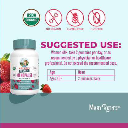 Organic Menopause Gummies by MaryRuth's | Menopause Supplements for Women | Mood Support | Hot Flash Relief | Maca Root | Black Cohosh | USDA Organic | Non-GMO | Vegan | 30 Servings MARYRUTH'SBuy Supplements Australia