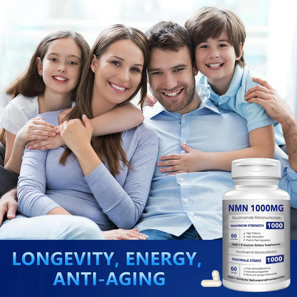 NMN 1000mg Per Serving Maximum Strength - 99% Pure NMN (Nicotinamide Mononucleotide) for NAD, Cell, Immune, Energy, Anti-Aging & Longevity, Stabilized NMN Supplements 1000mg - 60 Veggie Capsules CFUKINGBuy Supplements Australia