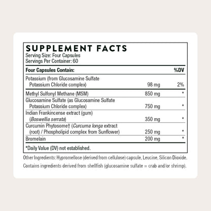 THORNE - Joint Support Nutrients - Formulated with Glucosamine, MSM, Curcumin, Bromelain, Boswellia & Potassium for Joint Support* - Third-Party Certified - Gluten, Dairy & Soy-Free - 240 Capsules THORNEBuy Supplements Australia
