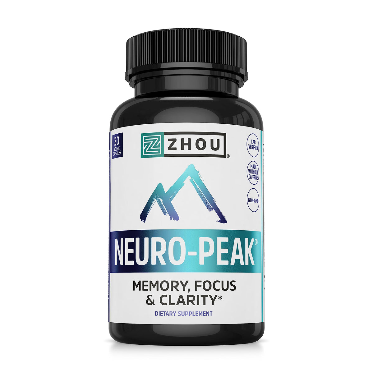 Zhou Neuro-Peak - Brain Supplements for Memory and Focus, Nootropic for Men & Women, Brain Support Pill for Adults, Brain Vitamins - 30 Veggie Capsules (Pack of 1) ZHOUBuy Supplements Australia