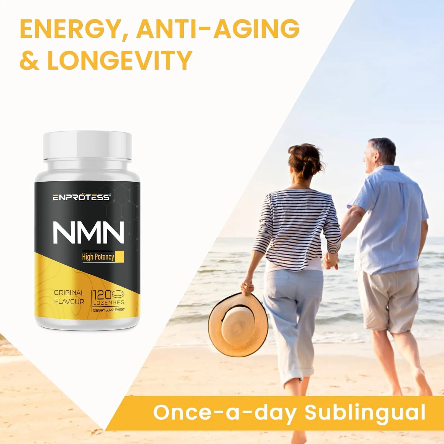 Sublingual NMN 500mg, Max Absorbency & Fast-Acting NMN Supplement（120-Day Supply）, 99% Pure NMN (Nicotinamide Mononucleotide) for NAD, Cell, Immune, Energy, Muscle, Anti-Aging, Longevity, 120 Lozenges EnprotessBuy Supplements Australia