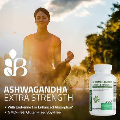 Bronson Ashwagandha Extra Strength Stress & Mood Support with BioPerine - Non GMO Formula, 120 Vegetarian Capsules BronsonBuy Supplements Australia