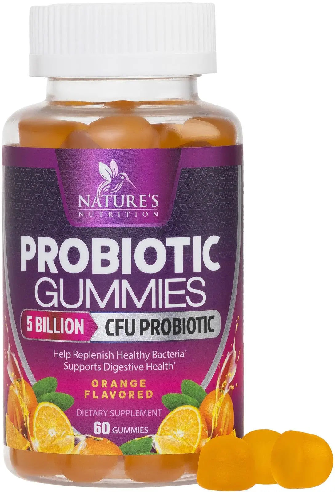Probiotics for Digestive Health Gummies 5 Billion CFU - 6 Unique Strains for Daily Immune Support & Gut Health, Constipation, Gas & Bloating - Best Probiotic Supplement for Women & Men - 60 Gummies Nature's NutritionBuy Supplements Australia
