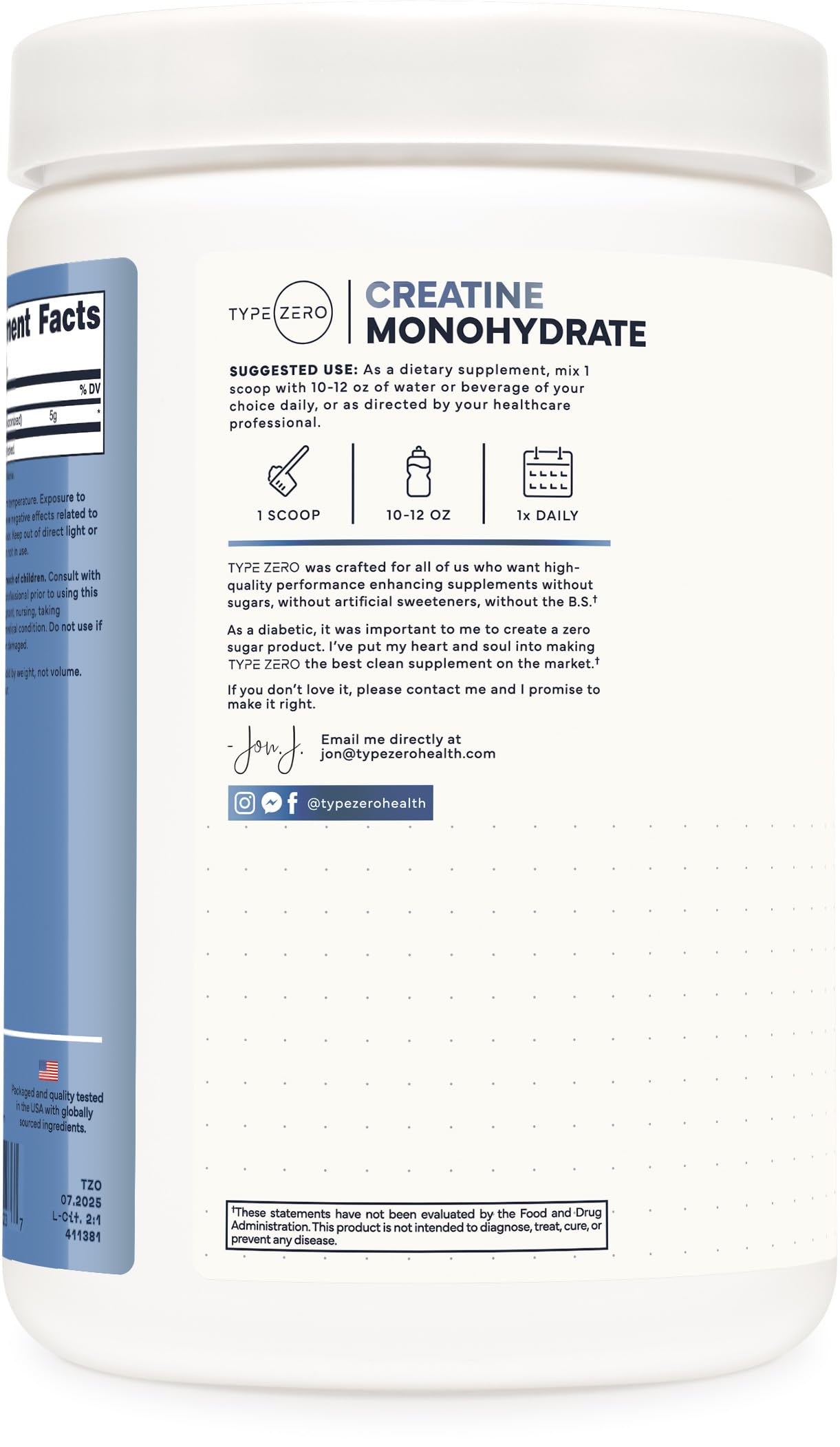 Type Zero Creatine Monohydrate Powder (Unflavored | 500g), 5000 mg Per Serving, Micronized, Zero Sugar, Keto Friendly & Gluten Free, 100 Servings Type ZeroBuy Supplements Australia