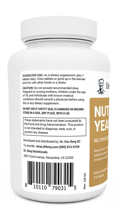 Dr. Berg Nutritional Yeast Tablets – Natural B12 Added - All 8 B Vitamin Complex – Organic Dr. Berg NutritionalsBuy Supplements Australia