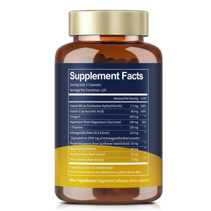 Totaria Cortisol Supplement with Ashwagandha,Magnesium,Rhodiola Rosea,L Theanine,Hormone Balance for Women 120 Vegan Capsules (Pack of 1) TotariaBuy Supplements Australia