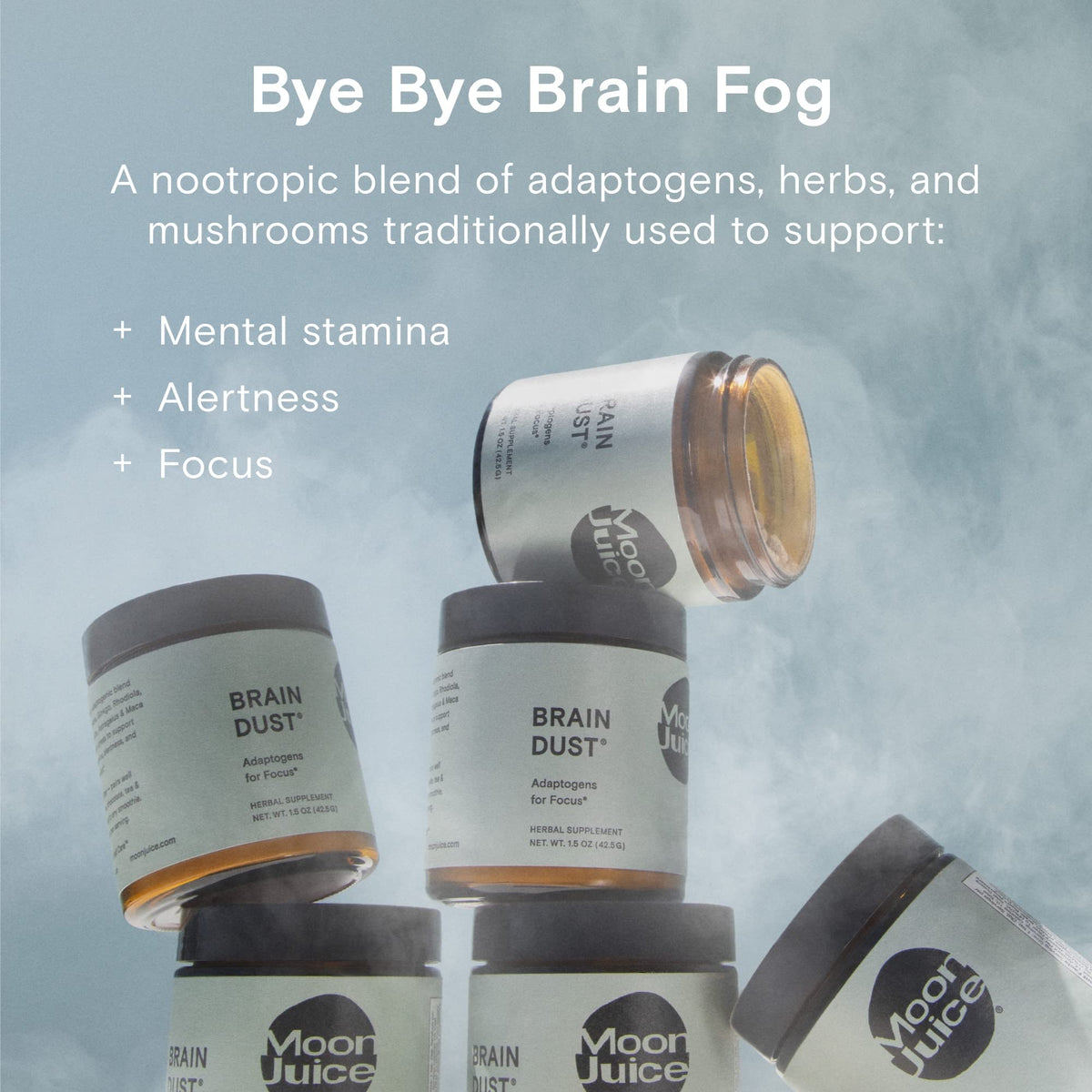 Moon Juice Brain Dust - Adaptogenic Mushroom Supplement for Memory & Focus - Lion’s Mane, Ginkgo Biloba & Ashwagandha - Caffeine-Free, Vegan Brain Supplement - 1.5 oz Moon JuiceBuy Supplements Australia