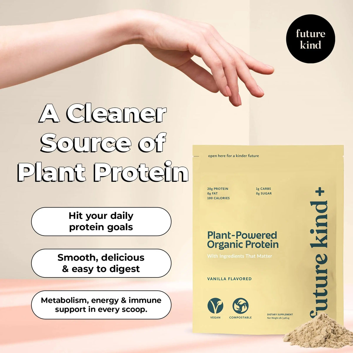 Future Kind Vegan Protein Powder, Vanilla, Pea Plant Protein for Lean Muscle with Iron & Fiber, Whey-Free, Sugar-Free, Soy-Free, Non-Dairy (34 Servings) Future Kind buy supplements Au