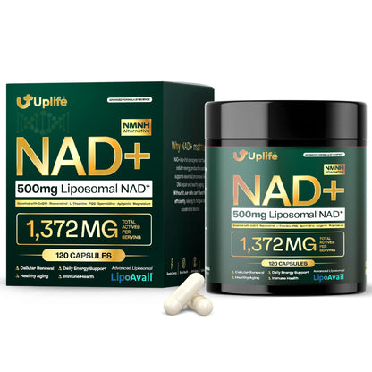 UPLIFE NAD+ Supplement 1,372mg – Liposomal NAD+ with CoQ10, Resveratrol, Spermidine, L-Theanine, Apigenin & PQQ – NMNH Alternative Booster Cellular Energy, Healthy Aging, Immune Health – 120 Capsules UPLIFEBuy Supplements Australia
