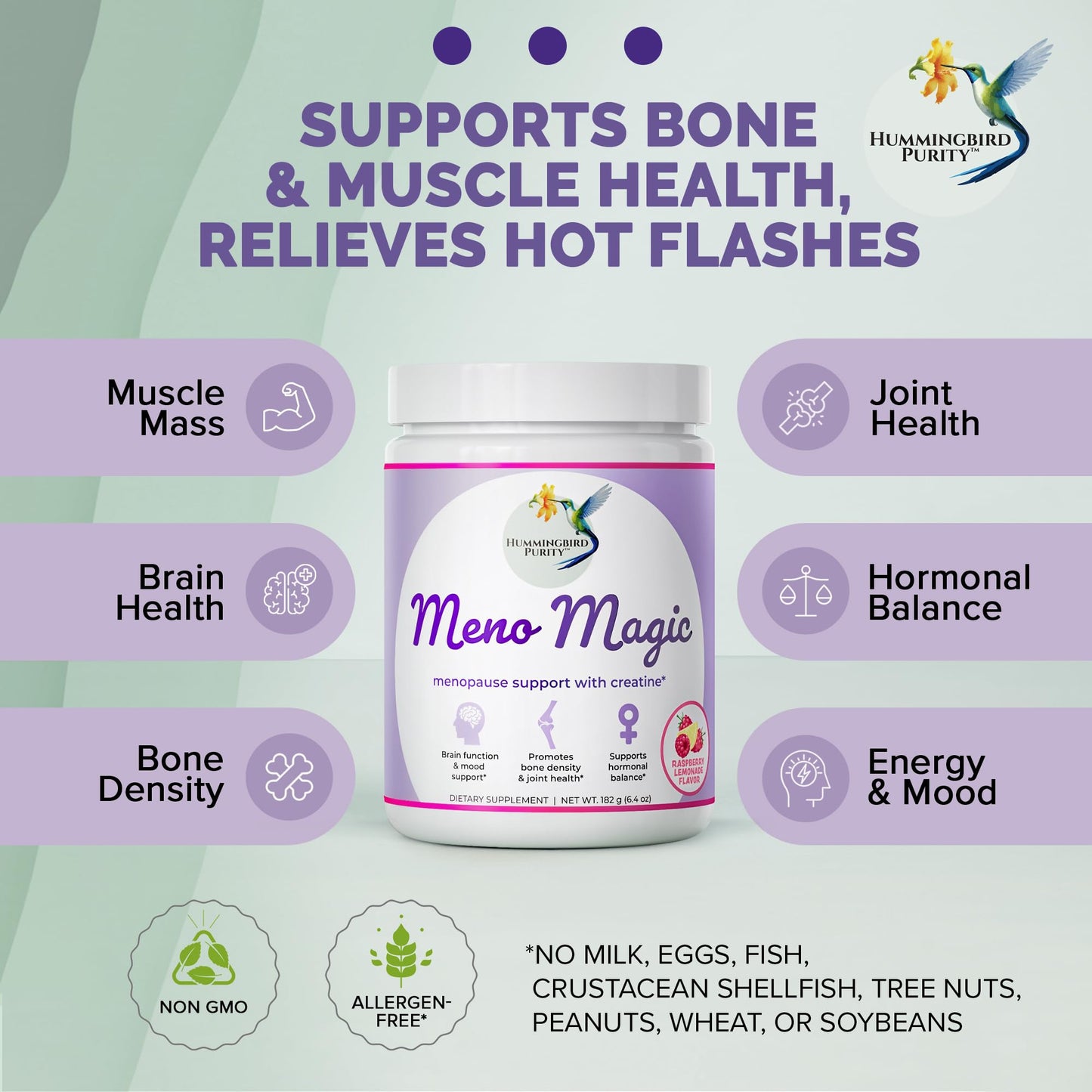 Meno Magic Menopause Support Drink – Raspberry Lemonade with Creatine, Herbs & Vitamins | 30 Servings Hummingbird PurityBuy Supplements Australia