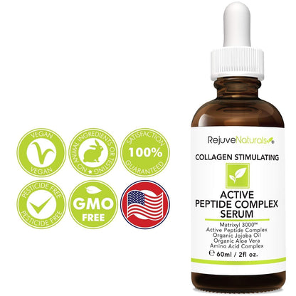 Peptide Complex Serum with Matrixyl 3000 (2 oz, Double-Sized) Minimizes Look of Fine Lines & Deep Wrinkles, Crow's Feet, Crepey Skin. Lightweight Anti Aging Moisturizer for Face & Neck RejuveNaturals buy supplements Au