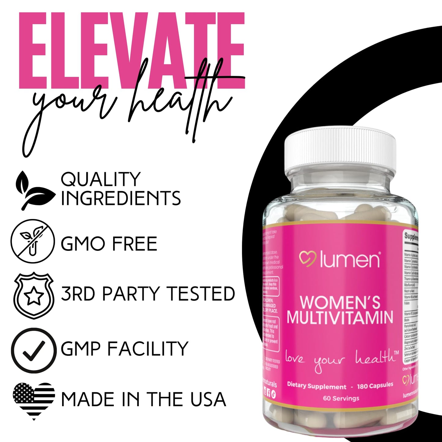 Lumen Naturals Women's Multivitamin Vitamin B12, A, C, D, & E - 180 Count - 60 Servings - Veggie Capsules Lumen NaturalsBuy Supplements Australia