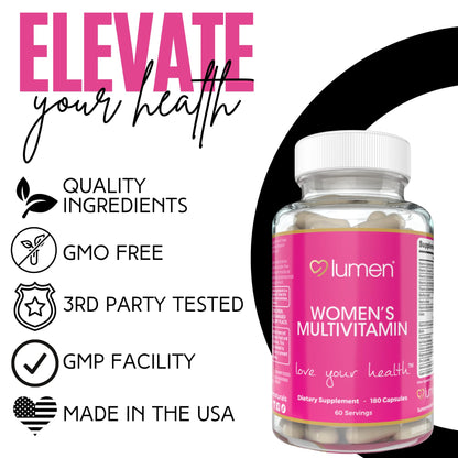 Lumen Naturals Women's Multivitamin Vitamin B12, A, C, D, & E - 180 Count - 60 Servings - Veggie Capsules Lumen NaturalsBuy Supplements Australia
