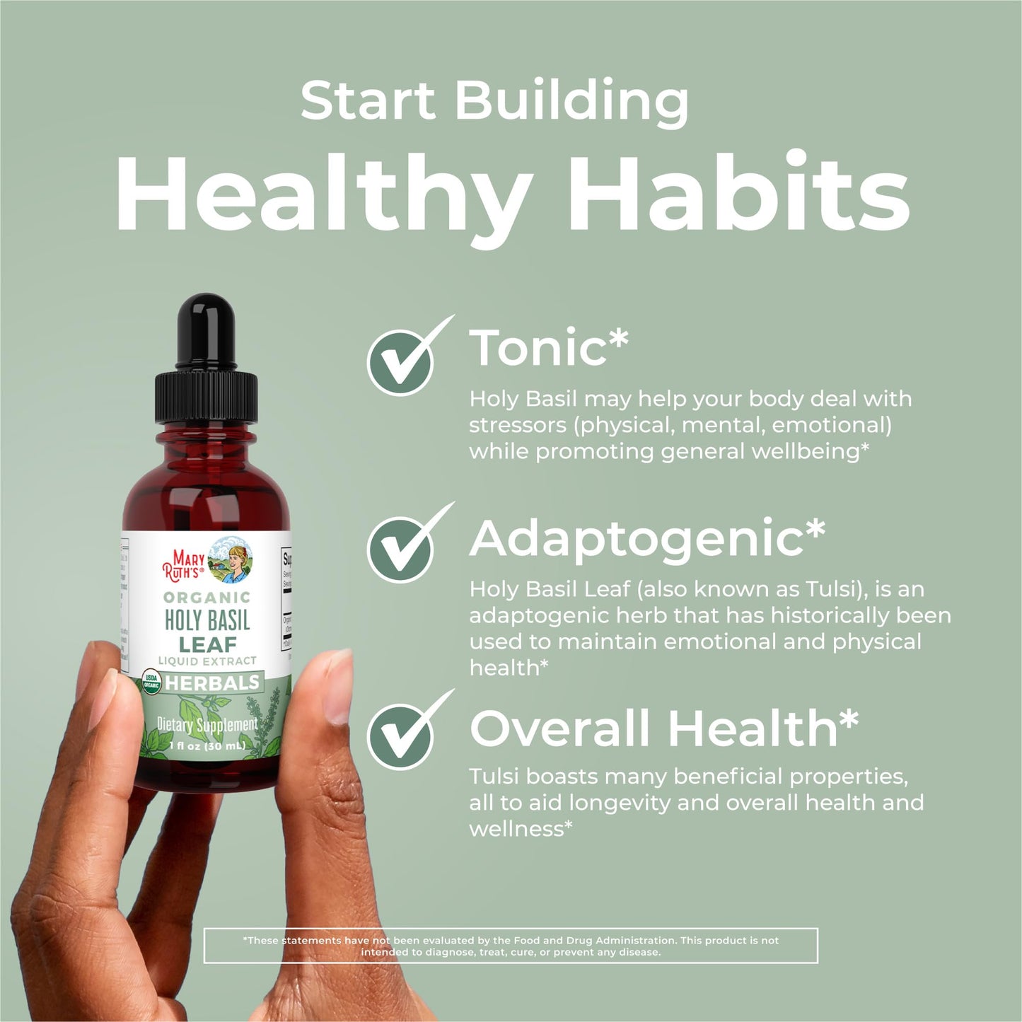 MaryRuth Organics Holy Basil Sugar Free | Tulsi Holy Basil Herbal Liquid Drops | Antioxidant | Cognitive Function | Digestive Support | Energy Levels | Vegan | Non-GMO | 1 Fl Oz MARYRUTH'SBuy Supplements Australia