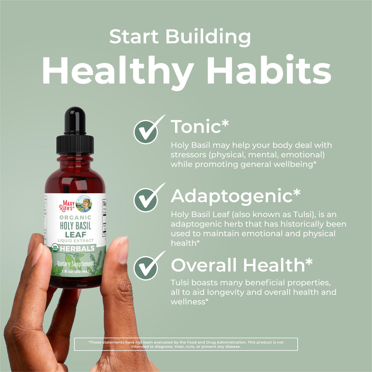 MaryRuth Organics Holy Basil Sugar Free | Tulsi Holy Basil Herbal Liquid Drops | Antioxidant | Cognitive Function | Digestive Support | Energy Levels | Vegan | Non-GMO | 1 Fl Oz MARYRUTH'SBuy Supplements Australia
