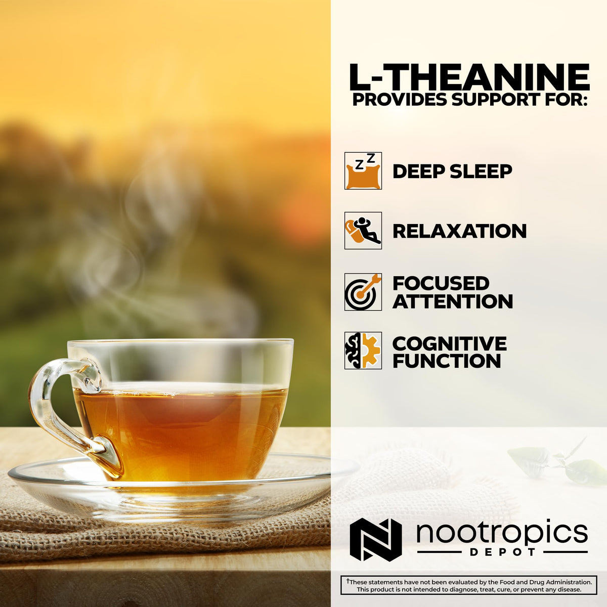 Nootropics Depot L-Theanine Capsules 200mg (180 Count) | Promotes Relaxation | Supports Healthy Stress Levels + Sleep Cycles | Promotes Cognitive Function + Focus | Amino Acid Supplement Nootropics DepotBuy Supplements Australia