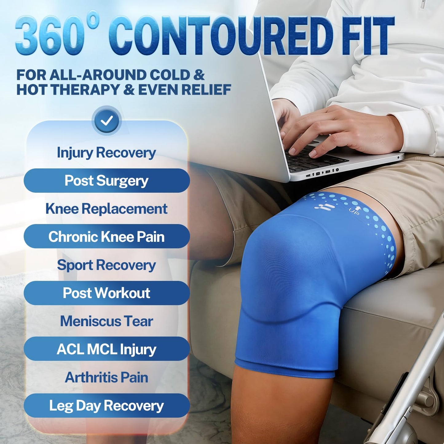 Fitomo Knee Ice Pack Wrap Sleeve Thickened Core for Knee Pain, Targeted Swelling Relief During Recovery, Soft Flexible Gel, No Slip Compression Fit, Reusable Hot Cold Therapy for Post Activity, M Fitomo buy supplements Au