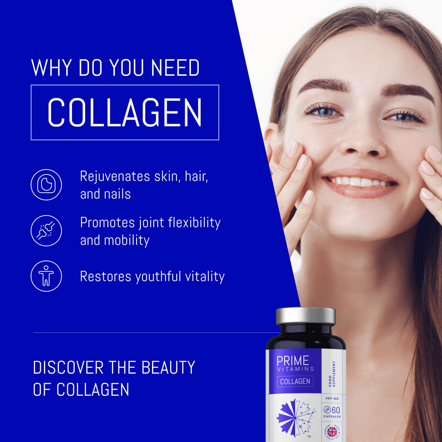 Marine Collagen 400mg | Hydrolysed Collagen Supplements for Women & Men PRIME VITAMINSBuy Supplements Australia