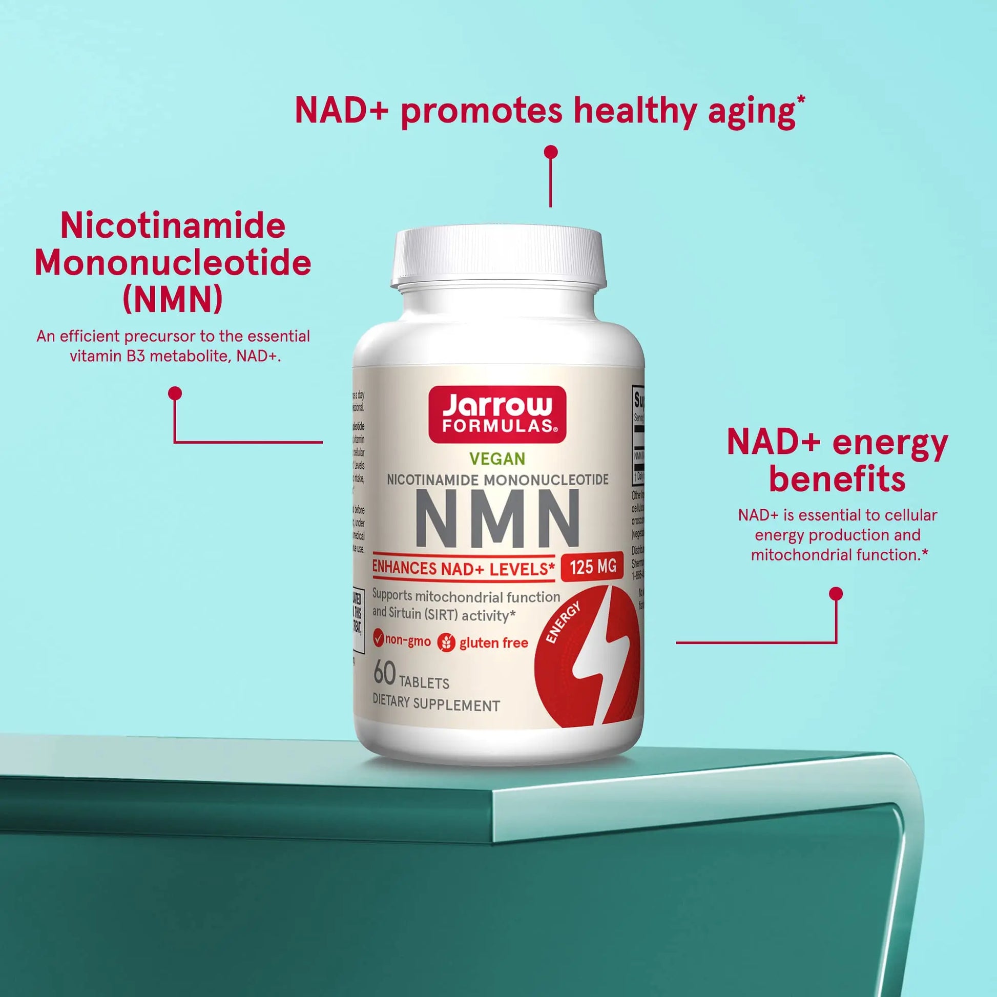 Jarrow Formulas Nicotinamide Mononucleotide (NMN) - 60 Tablets - Supports Energy Production - Dietary Supplement - Vegan, Gluten Free, Non-GMO - 60 Servings (Packaging May Vary) Jarrow FormulasBuy Supplements Australia