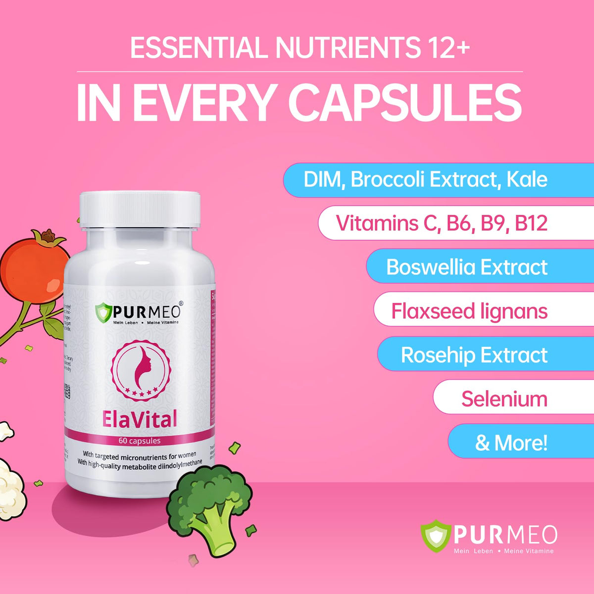 purmeo DIM Supplement for Women, Patented Formula Diindolylmethane Support Estrogen Hormone Balance & Breast Health, Non-GMO, 60ct Vegan Capsules purmeoBuy Supplements Australia