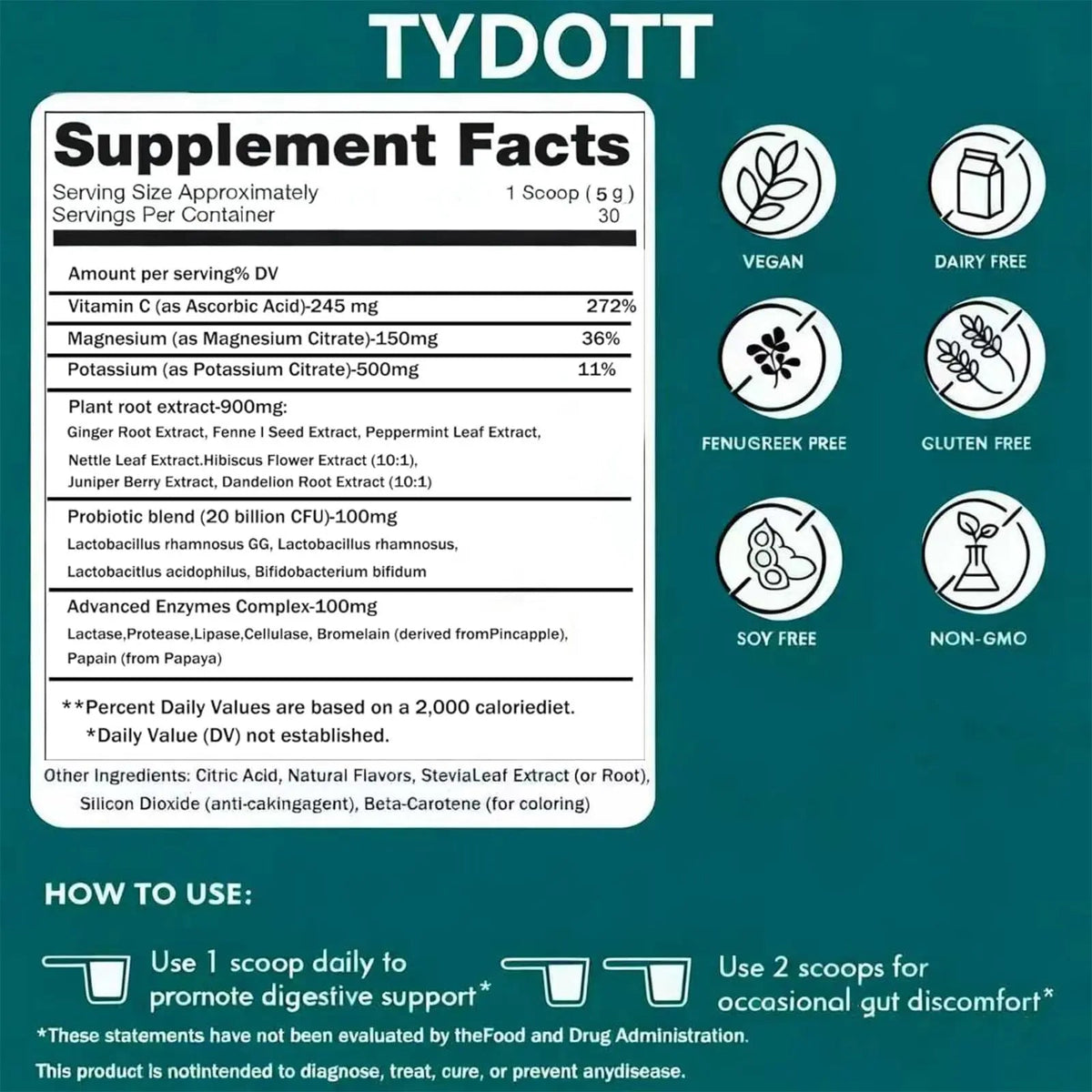 TYDOTT Debloat Pro, Contains Probiotics and Digestive Enzymes to Relieve Bloating, Supports Gut Health, Nutrient Absorption, and Stomach Comfort to Support Digestive Health AZXBuy Supplements Australia