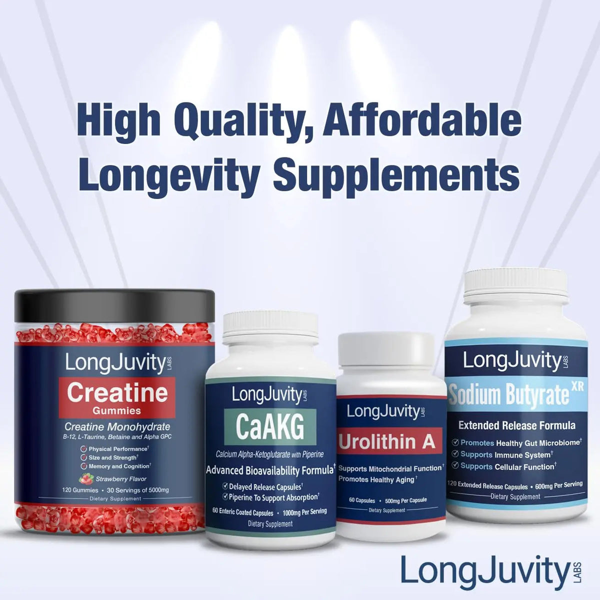 LongJuvity Sodium Butyrate Supplement (300mg) - Optimal Gut Health for Men & Women - Digestion Support & Leaky Gut Repair - Postbiotic Short Chain Fatty Acid, Lab Tested (120 Extended Release Caps) LongJuvity LabsBuy Supplements Australia